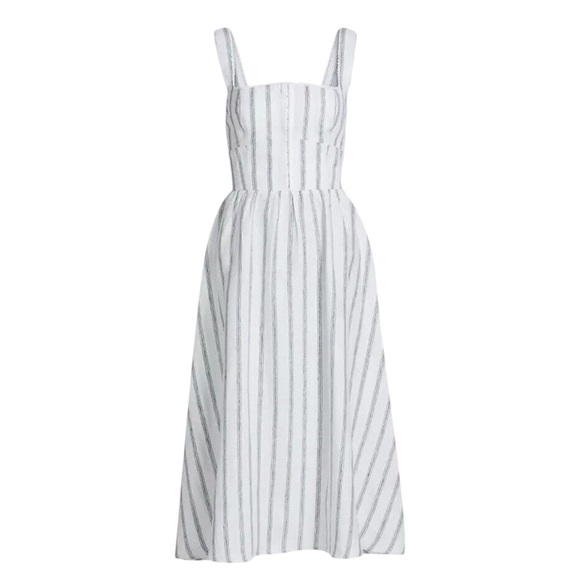 Reformation Women's Tagliatelle Linen Midi Dress - Harbor Stripe | NWT | Size 8 - Picture 6 of 16